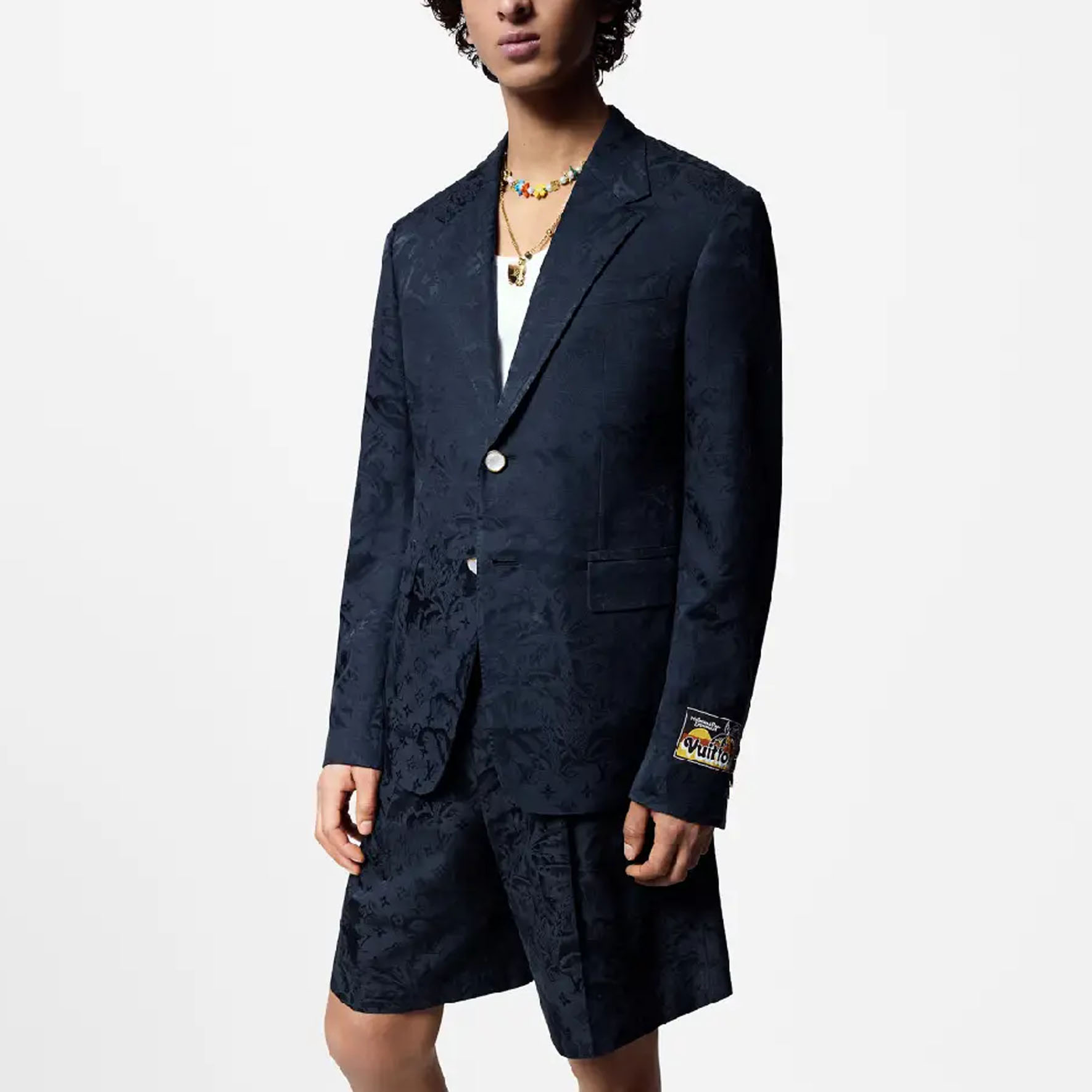 LOUIS VUITTON FW24 Palm Jacquard Single-Breasted Navy Blazer  Jacket 1AFRIQ 圖 7