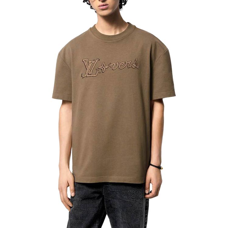 Lookbook 路易威登 FW24 刺繡Logo棕色圓領短袖男士T恤 1AFXP1