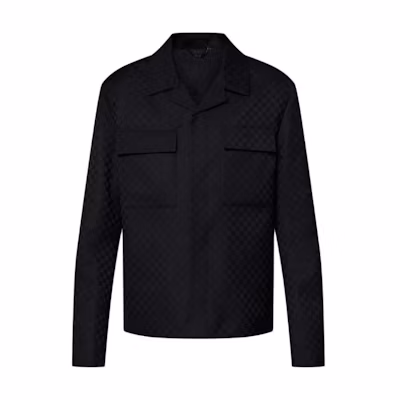 LOUIS VUITTON FW24 Solid Logo Jacquard Long Sleeve Shirt Black 1AFVND