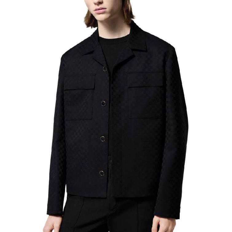 Lookbook 루이 비통 FW24 솔리드 로고 자카드 긴팔 셔츠 블랙 1AFVND