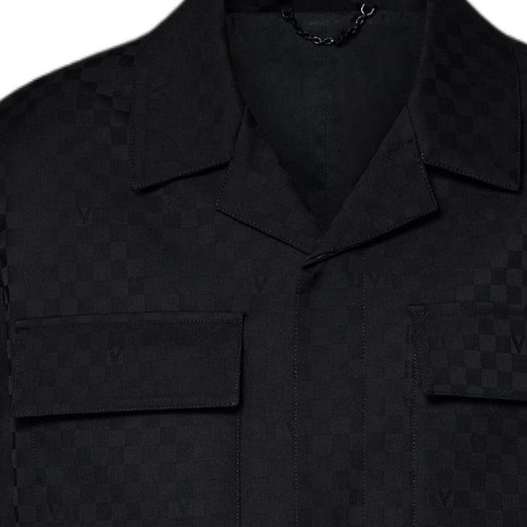 Purchase 루이 비통 FW24 솔리드 로고 자카드 긴팔 셔츠 블랙 1AFVND