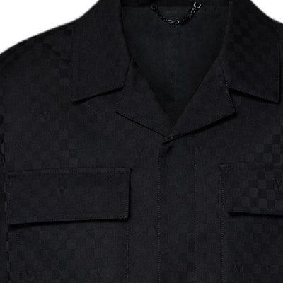 루이 비통 FW24 솔리드 로고 자카드 긴팔 셔츠 블랙 1AFVND Purchase 루이 비통 FW24 솔리드 로고 자카드 긴팔 셔츠 블랙 1AFVND