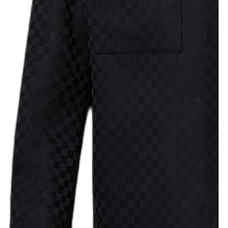 Details for 루이 비통 FW24 솔리드 로고 자카드 긴팔 셔츠 블랙 1AFVND