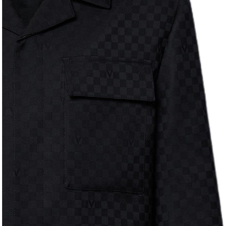 Sizing 루이 비통 FW24 솔리드 로고 자카드 긴팔 셔츠 블랙 1AFVND