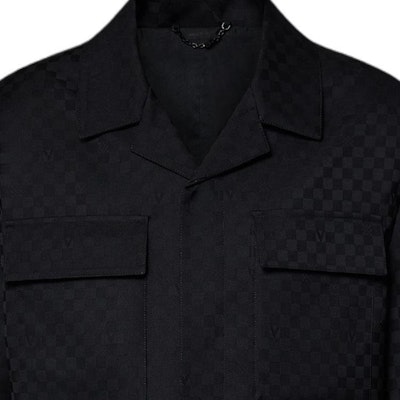 루이 비통 FW24 솔리드 로고 자카드 긴팔 셔츠 블랙 1AFVND Cheap 루이 비통 FW24 솔리드 로고 자카드 긴팔 셔츠 블랙 1AFVND