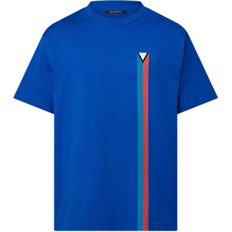 LOUIS VUITTON FW24 Striped Crewneck Short Sleeve T-Shirt Blue 1AG080
