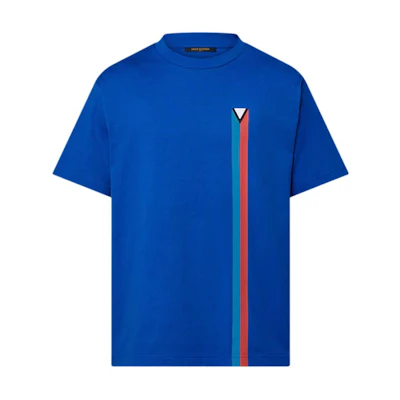 LOUIS VUITTON FW24 Striped Crewneck Short Sleeve T-Shirt Blue 1AG080