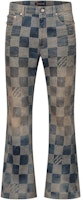 LOUIS VUITTON FW24 Washed Logo Check Flare Denim Jeans Men Blue 1AFYO1 LOUIS VUITTON FW24 Washed Logo Check Flare Denim Jeans Men Blue 1AFYO1
