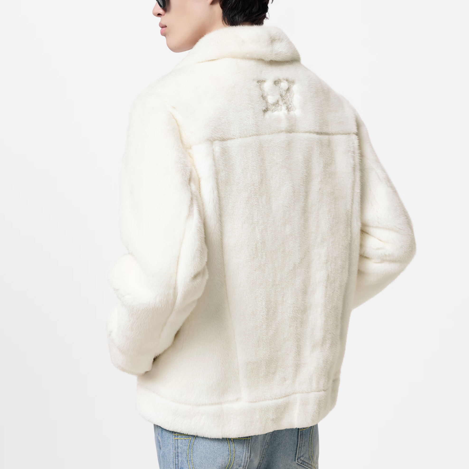 LOUIS VUITTON FW24 White Fur Coat Single Breasted with Back Logo Embroidery. 1AFXB6 圖 5