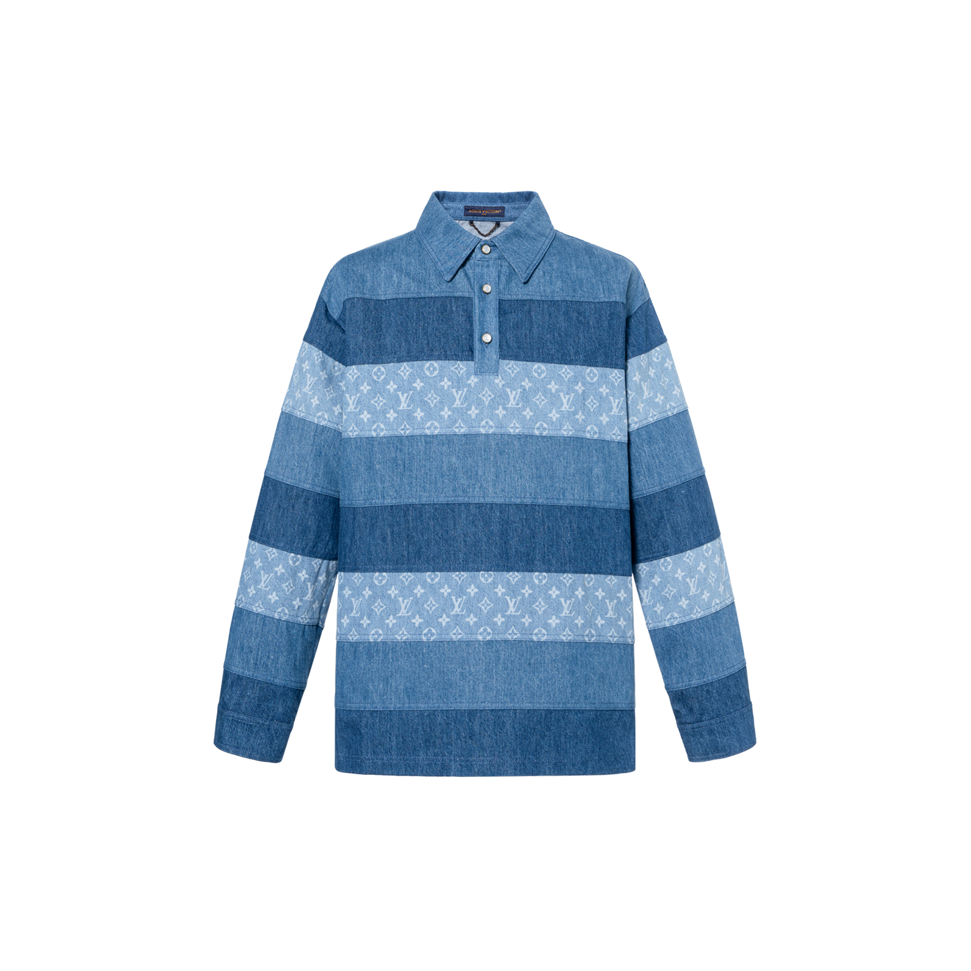 Order LOUIS VUITTON FW24 Wide Stripe Button Long Sleeve Polo Shirt Men’s Blue. 1AFQBU
