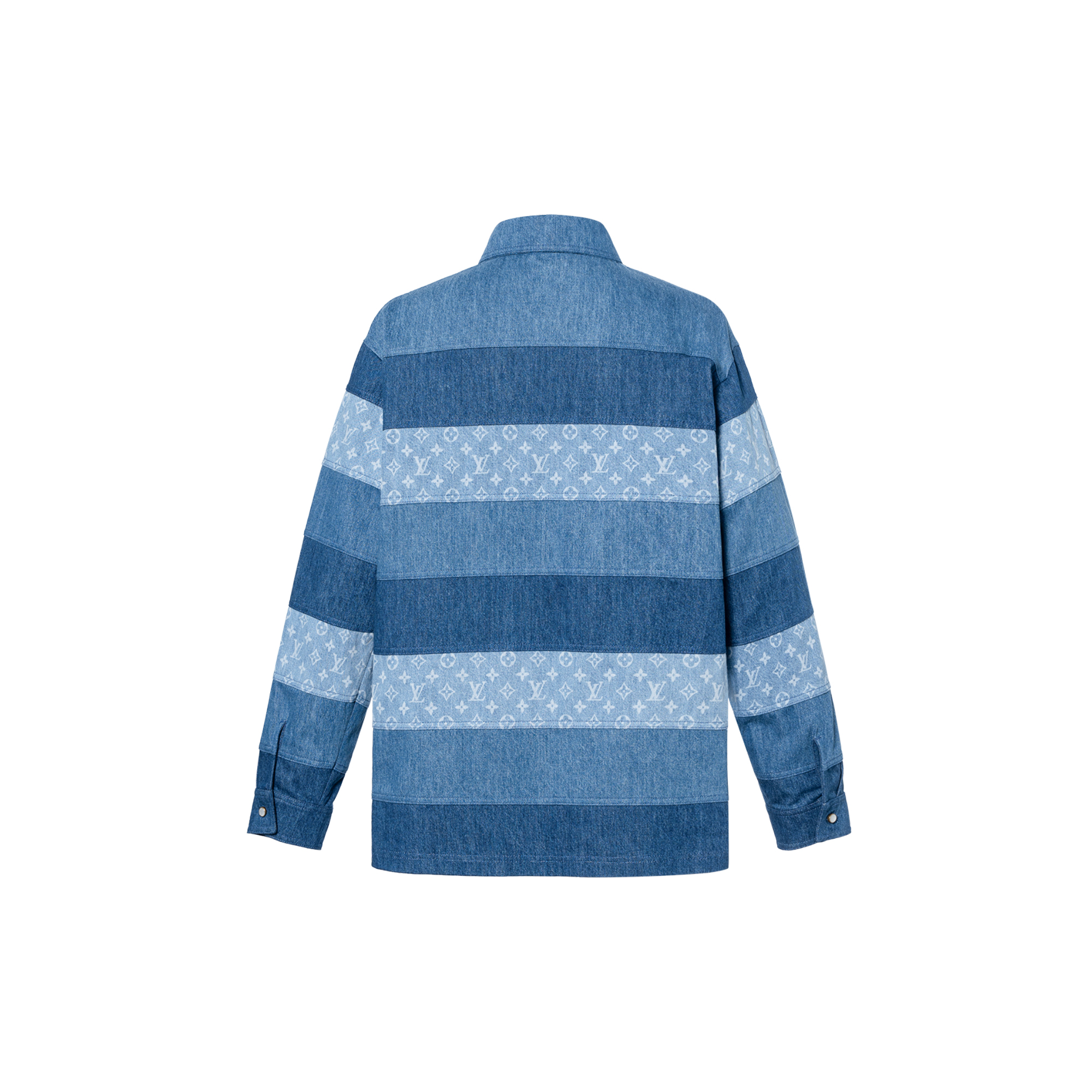Lookbook LOUIS VUITTON FW24 Wide Stripe Button Long Sleeve Polo Shirt Men’s Blue. 1AFQBU