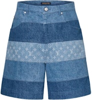 LOUIS VUITTON FW24 Wide Stripe Logo Printed Denim Shorts Blue . 1AFQG3 LOUIS VUITTON FW24 Wide Stripe Logo Printed Denim Shorts Blue . 1AFQG3
