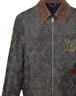 LOUIS VUITTON FW24 x Timberland Jaket Denim Coklat Logo Bordir 1AFWXM Sizing LOUIS VUITTON FW24 x Timberland Jaket Denim Coklat Logo Bordir 1AFWXM