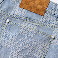 Cheap ルイ・ヴィトン FW25 コットンブレンド ジャカード ライトデニムショーツ ブルー 1AHVDY