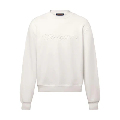 Louis Vuitton FW25 Crewneck Embroidered Long Sleeve Sweatshirt White 1AHW07