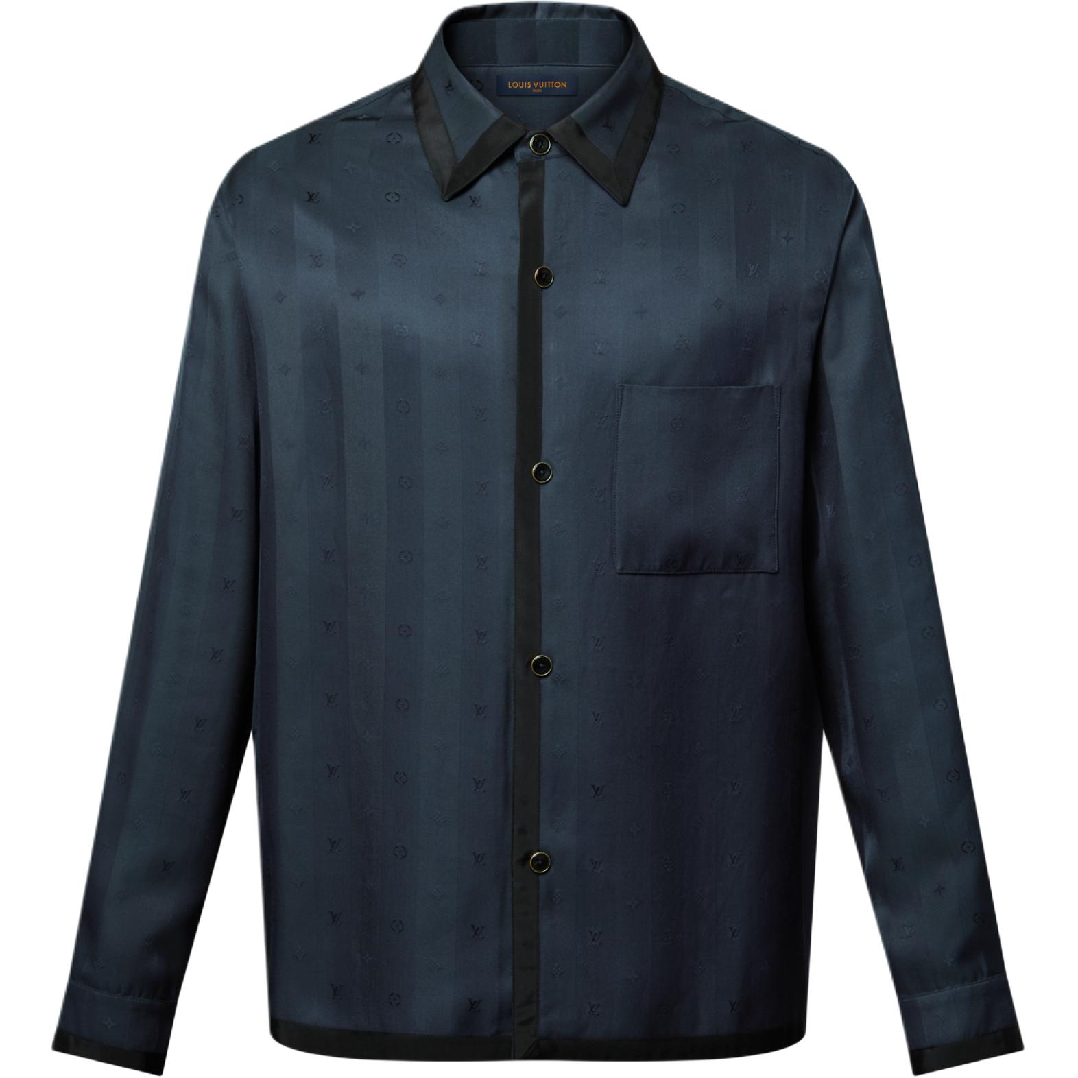 LOUIS VUITTON FW25 Jacquard Logo Button-Up Shirt for Men 1AIHRE