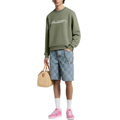 路易威登 FW25 秋冬綠色圓領長袖字母運動衫 1AHW11 Shop 路易威登 FW25 秋冬綠色圓領長袖字母運動衫 1AHW11