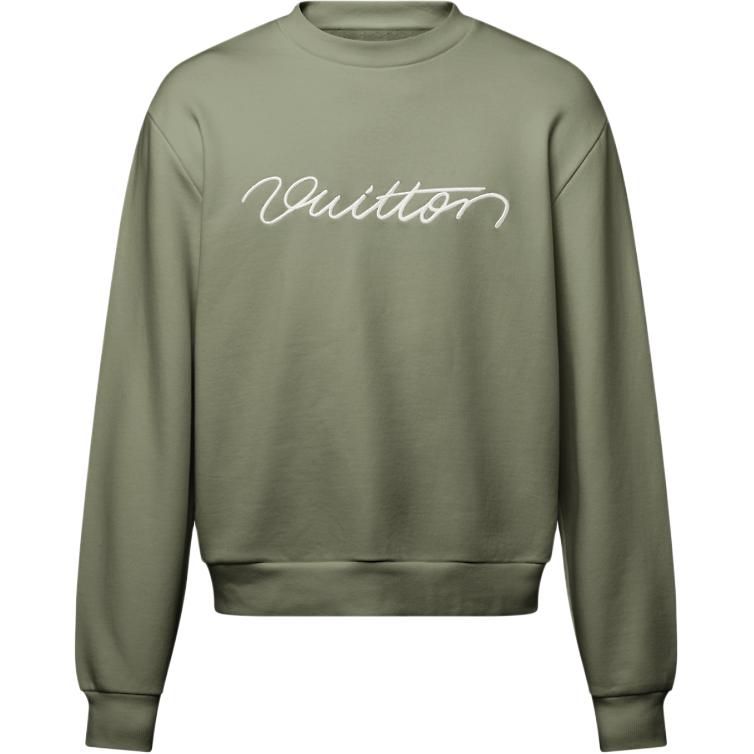Louis Vuitton FW25 Pre-Fall Green Letter Crewneck Sweatshirt 1AHW14