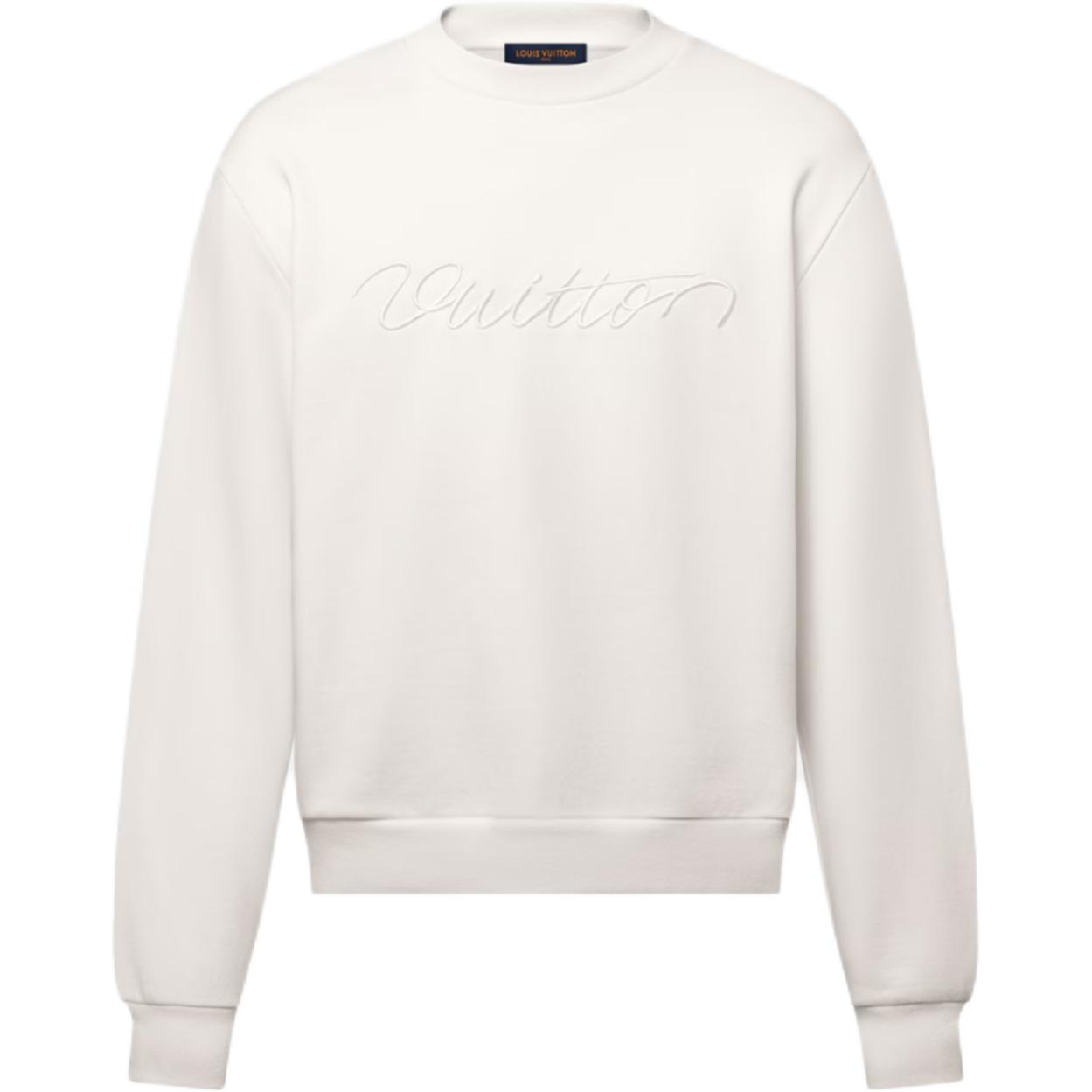 Louis Vuitton FW25 Pre-Fall White Embroidered Logo Crewneck Sweatshirt 1AHW05