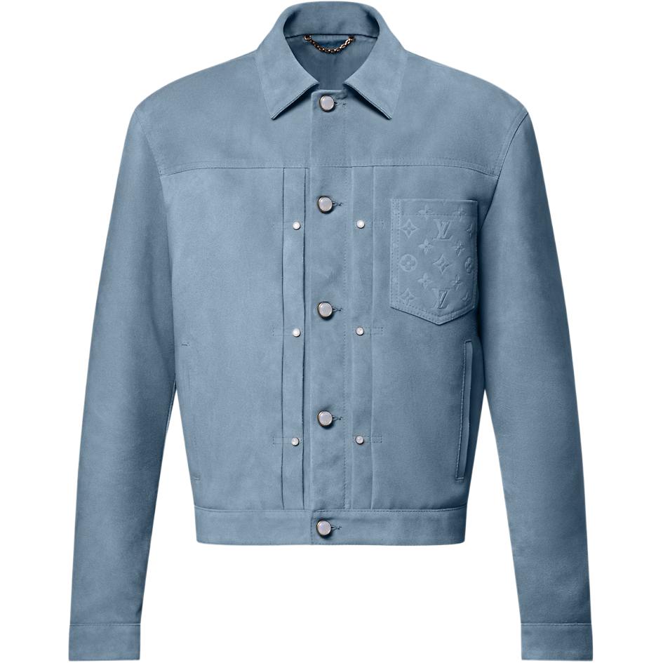 Louis Vuitton FW25 Suede Leather Jacket Type II Blue Long Sleeve 1AHVLI