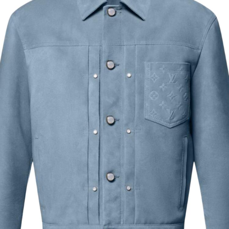 Purchase LOUIS VUITTON FW25 Jaket Trucker Suede Biru 1AHVLL