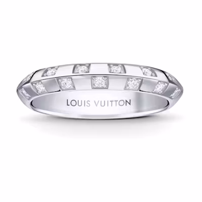 LOUIS VUITTON Geometric Design Platinum Diamond Ring Silver – Jewelry. Q9Y55F