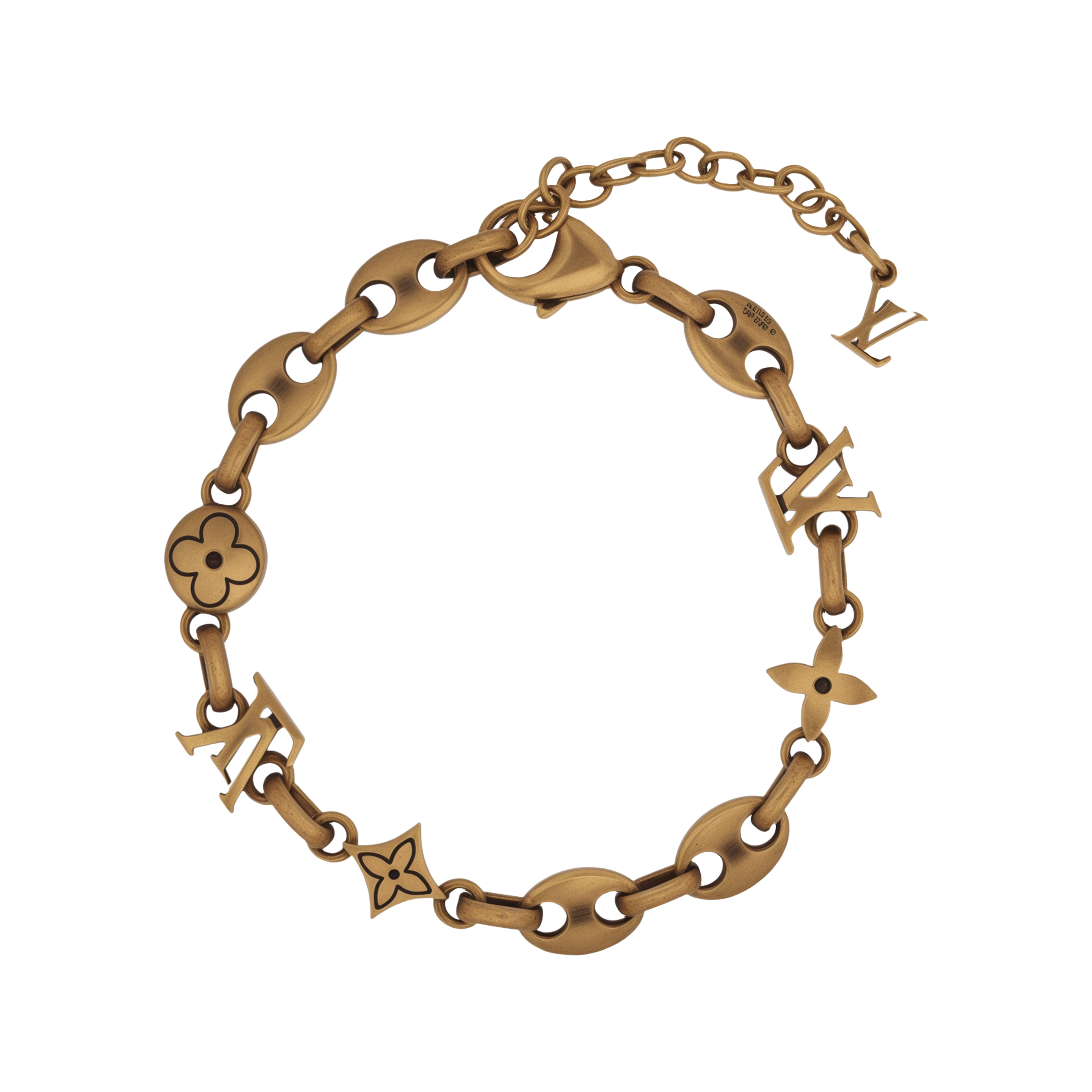LOUIS VUITTON Gold  Metal Bracelet with Logo Design. M02746