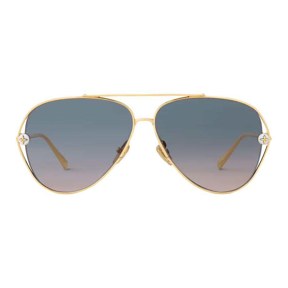 Louis Vuitton Gold Aviator Sunglasses Unisex with Logo & Metallic Pearl Detail Z2995U 圖 2