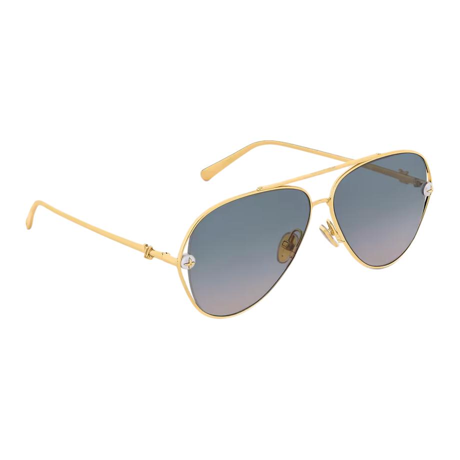 Louis Vuitton Gold Aviator Sunglasses Unisex with Logo & Metallic Pearl Detail Z2995U 圖 3