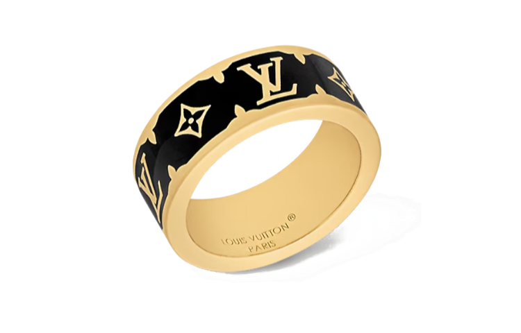 Order Anillo Unisex con Logo de Esmalte Dorado de Louis Vuitton Diseño para Parejas M1568M