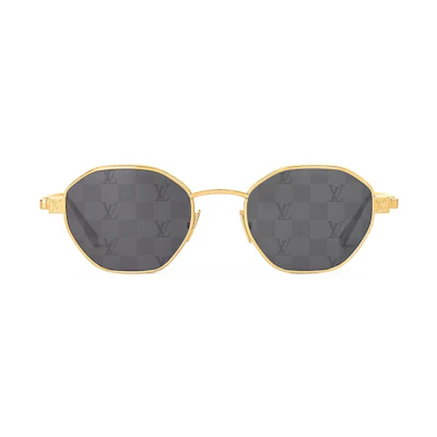 LOUIS VUITTON Gold Irregular Frame Sunglasses Unisex with Logo Detail. Z2192U