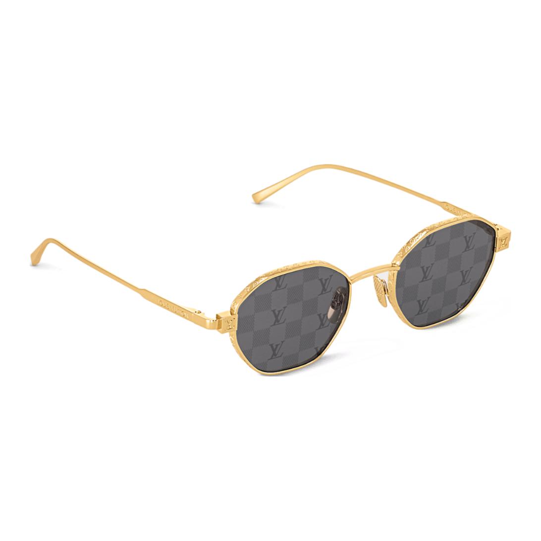 LOUIS VUITTON Gold Irregular Frame Sunglasses Unisex with Logo Detail. Z2192U 圖 3