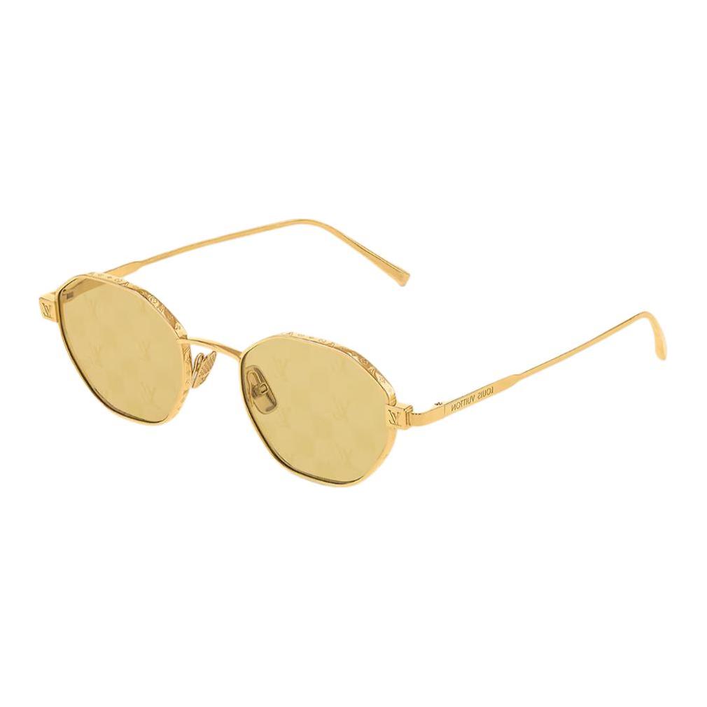 LOUIS VUITTON Gold Letter Engraved Irregular Metal Sunglasses for Men Z2193U 圖 2