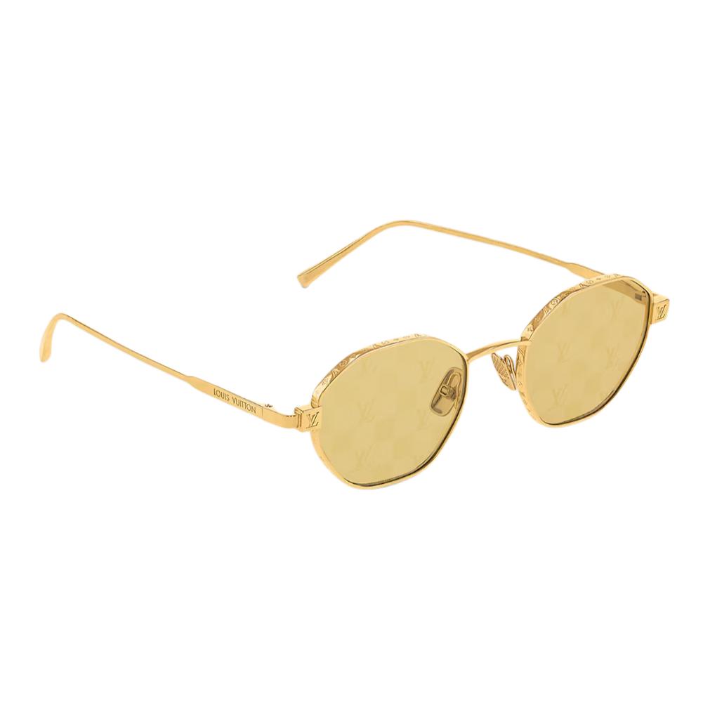 LOUIS VUITTON Gold Letter Engraved Irregular Metal Sunglasses for Men Z2193U 圖 4