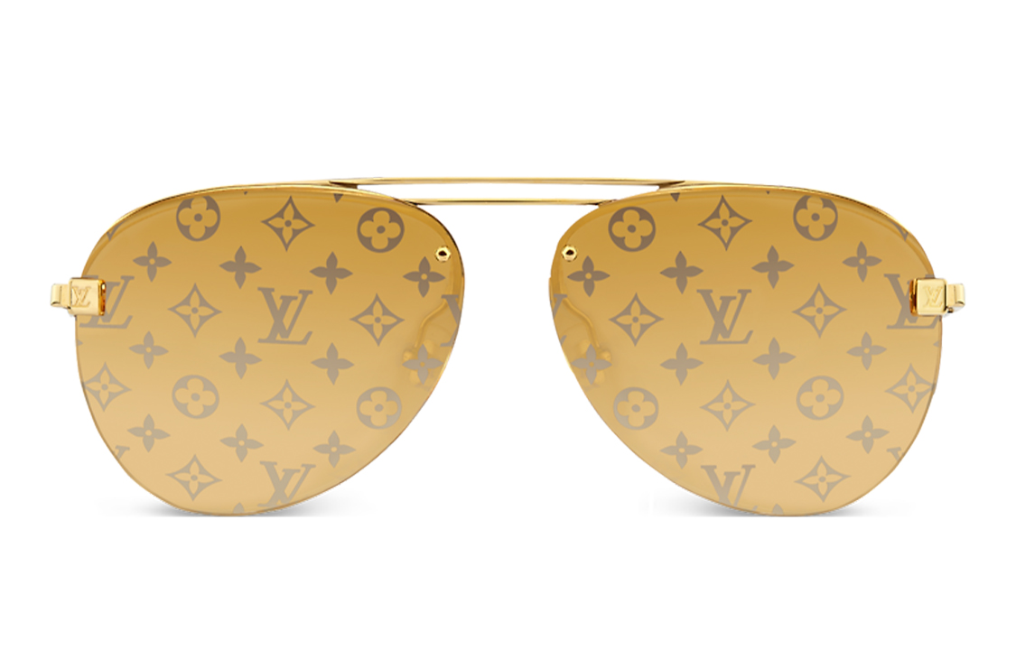 Louis Vuitton Gold Metal Logo Aviator Sunglasses for Men. Z1020E 圖 2