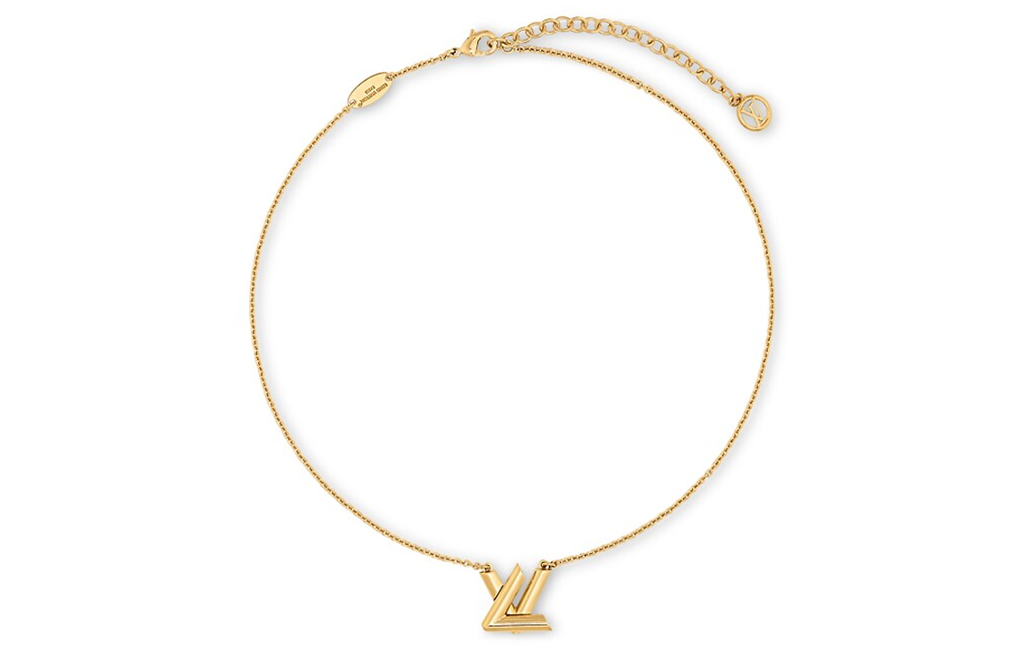 LOUIS VUITTON Gold Monogram Pendant Necklace Unisex Couples Design. M01729 圖 3