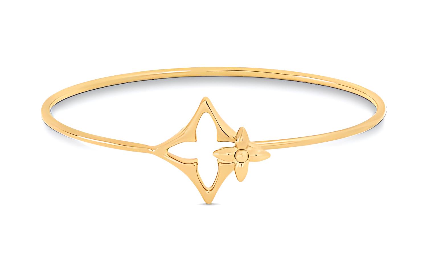 LOUIS VUITTON Gold Petal Design Unisex Bracelet - Couples Matching Jewelry. M1025M