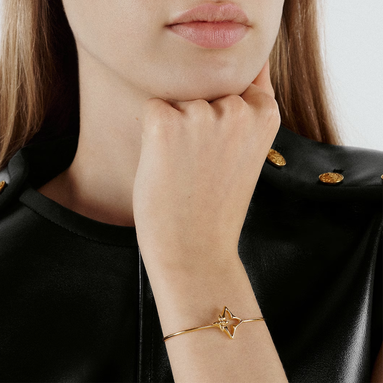 LOUIS VUITTON Gold Petal Design Unisex Bracelet - Couples Matching Jewelry. M1025M 圖 4