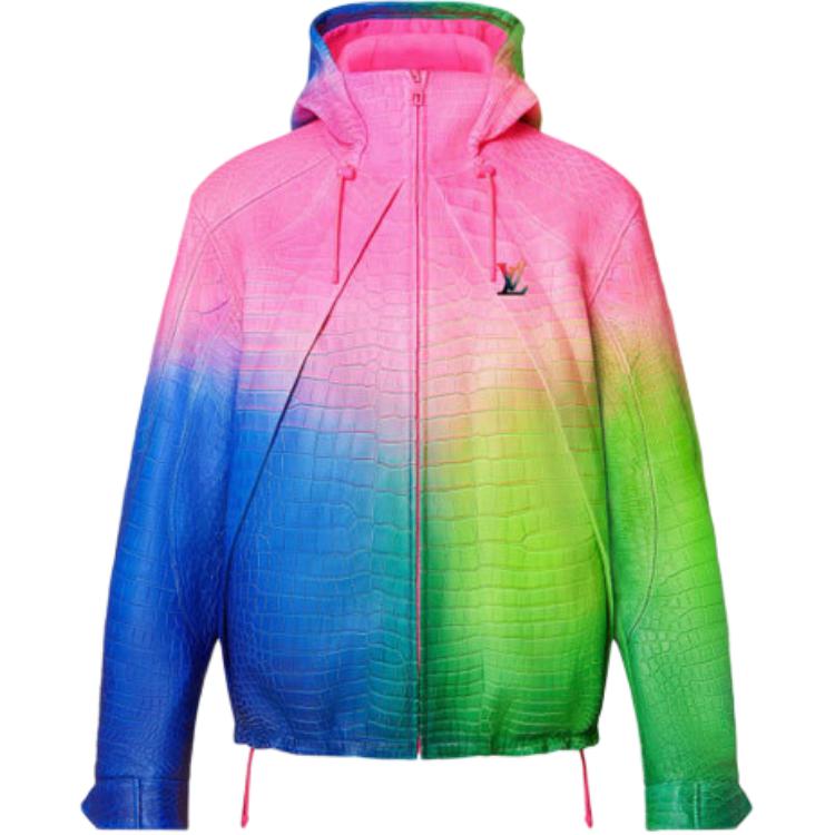 Louis Vuitton Gradient Logo Embossed Pink Hoodie Jacket for Men 1A9NLD