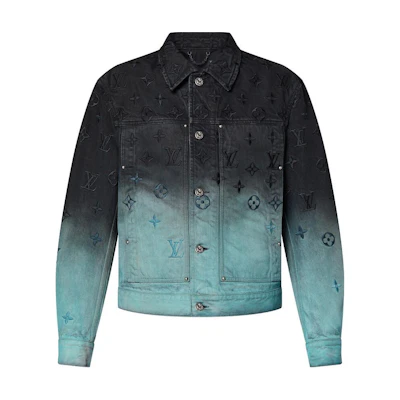 LOUIS VUITTON Gradient Logo Embroidered Denim Jacket Unisex Smog Blue. 1AFV97