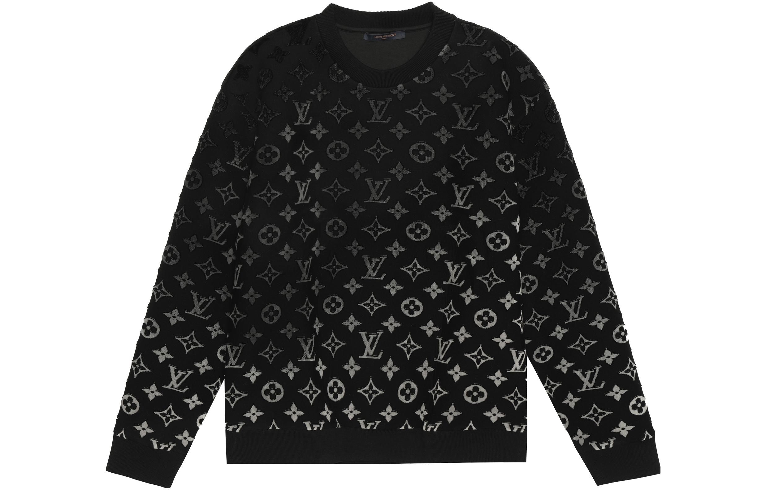 Louis Vuitton Gradient Stitch Crewneck Pullover Sweatshirt Men Black 1AAU85