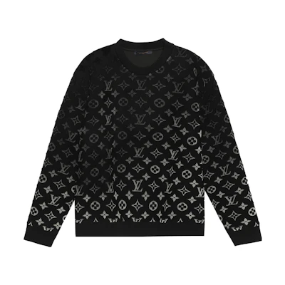 Louis Vuitton Gradient Stitch Crewneck Pullover Sweatshirt Men Black 1AAU85