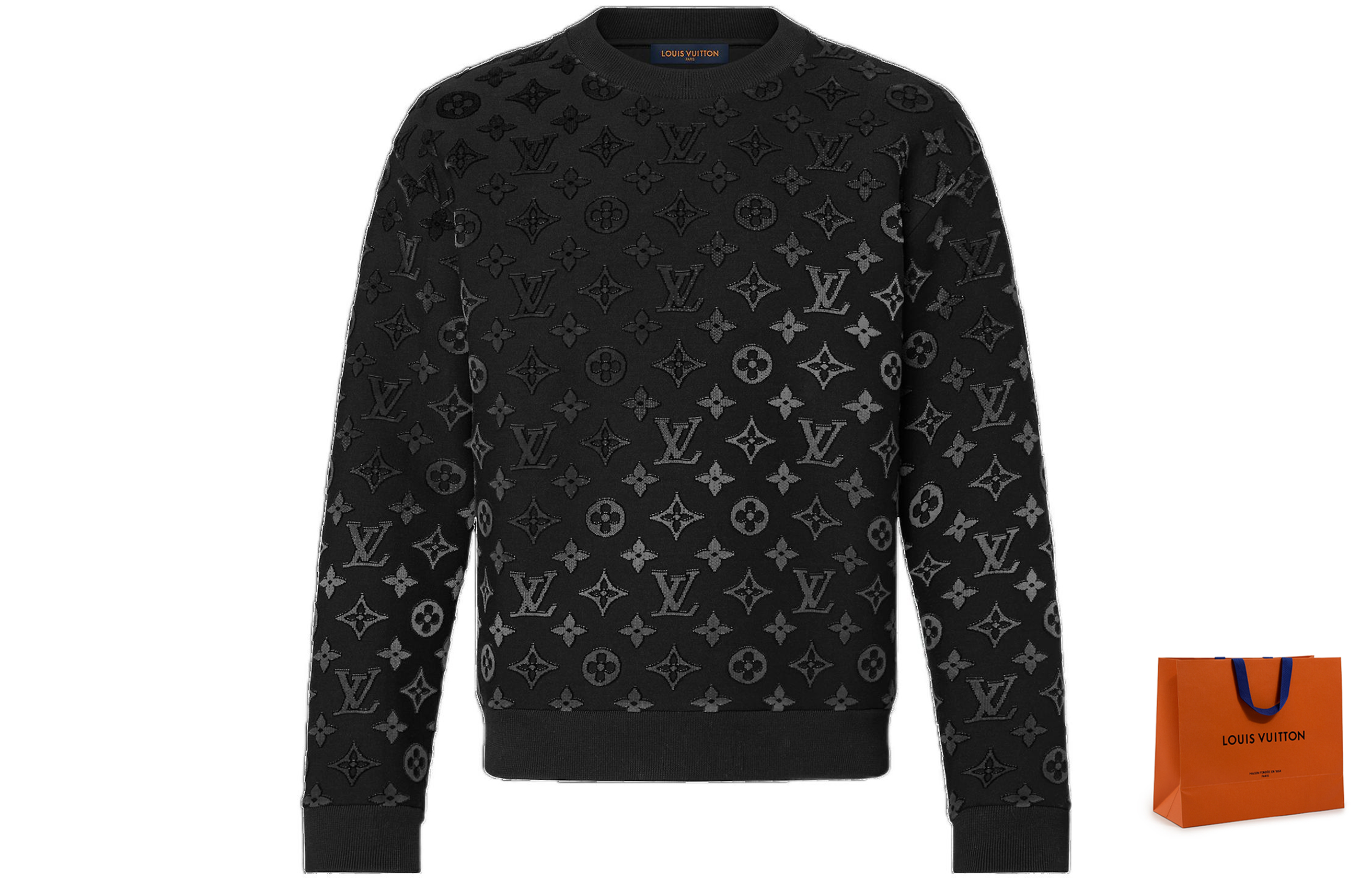 Order 路易威登漸層縫線男士黑色圓領休閒衫 1AAU85