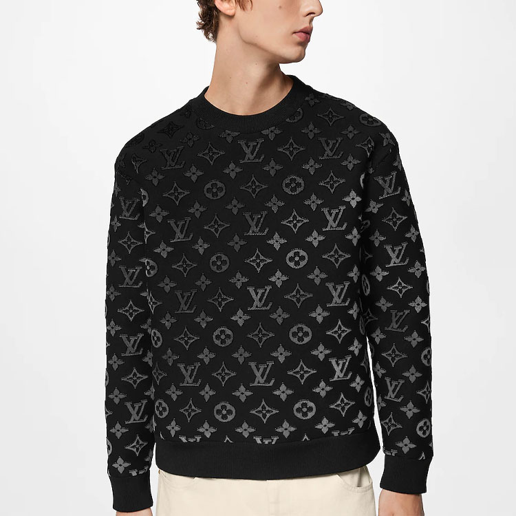 Details for 路易威登漸層縫線男士黑色圓領休閒衫 1AAU85