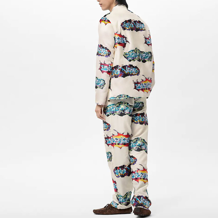 LOUIS VUITTON Graffiti Pattern Pajama-Style Long Sleeve Shirt Beige Men’s 1AA4PW 圖 4