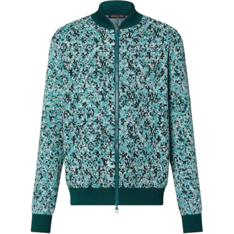 LOUIS VUITTON Graphic Cotton Knit Full-Zip Jacket Blue  Outerwear. 1ABJ8R