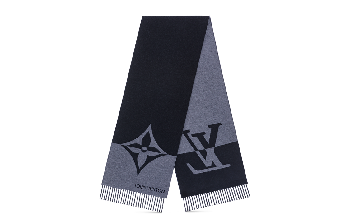 Louis Vuitton Graphic Dual-Tone Knit Scarf  Black M79097