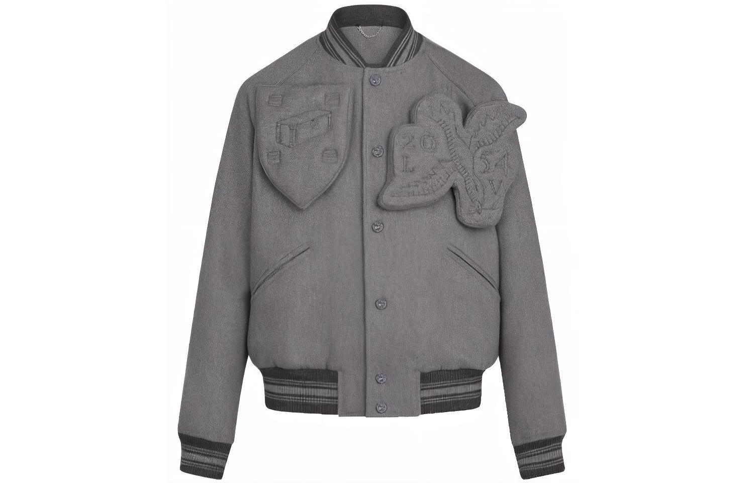Louis Vuitton Gray Padded Baseball Collar Jacket 1A5Q7V