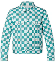 LOUIS VUITTON Green Checkered Denim Jacket with Single-Breasted Design 1A9A1Y LOUIS VUITTON Green Checkered Denim Jacket with Single-Breasted Design 1A9A1Y
