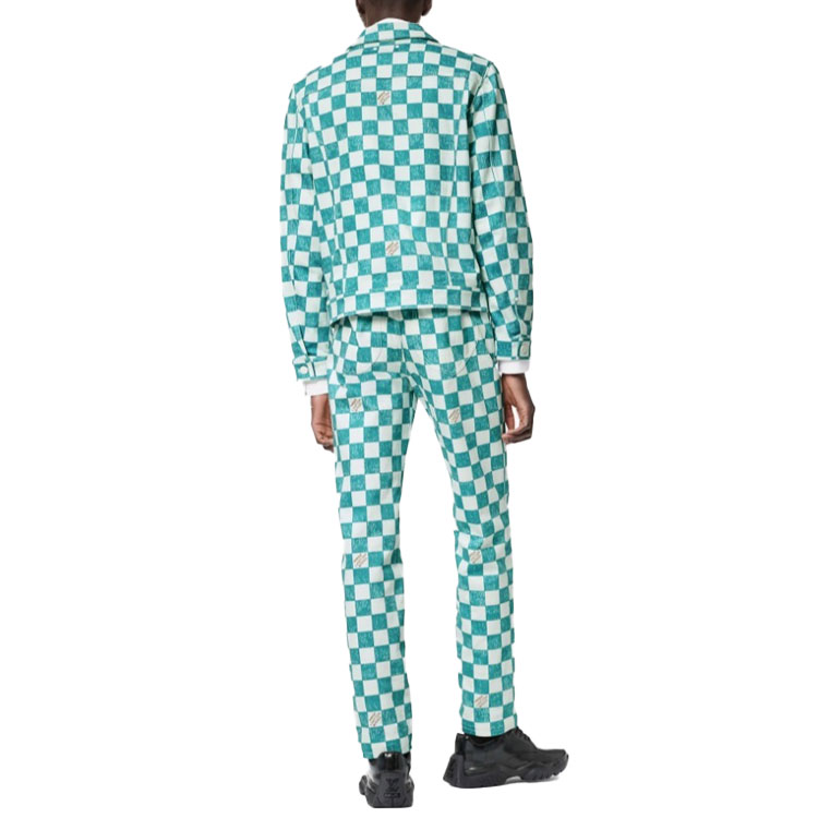 LOUIS VUITTON Green Checkered Denim Jacket with Single-Breasted Design 1A9A1Y 圖 5